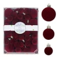 thumbnail image 2 of 42 Pcs Burgundy Flocked Christmas Balls, Shatterproof Velvet Christmas Tree Balls Ornaments, Plastic Xmas Hanging Baubles for Holiday Tree Home Decor, 2 of 8