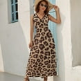 thumbnail image 5 of Cheetah Print Leopard Print Womens Night Club Maxi Dress V Neck Sleeveless Bohemia Long Dresses, 5 of 9