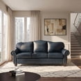 thumbnail image 7 of Tina's Home Genuine Leather Sofa with Rolled Arms and Nailhead Trims for Living Room, NAVY, 7 of 7