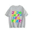 thumbnail image 2 of Happy New Year Shirt 𝓴𝓲𝓭𝓼 T-Shirt ,2026 Festive Party Tee For New Year Celebration, Casual Holiday Top For 𝓴𝓲𝓭𝓼 130cm Gray, 2 of 7