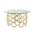 thumbnail image 3 of Inspired Home Tardeni Round Coffee Table Clear Glass Top Geometric Hexagon Metal Frame Modern, 3 of 7
