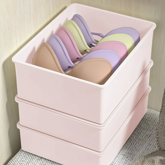 Stackable Underwear Storage Box with Lid - Plastic Drawer Organizer Panty Organizer, Bra and Panty Divider for Closet Dresser Shelf