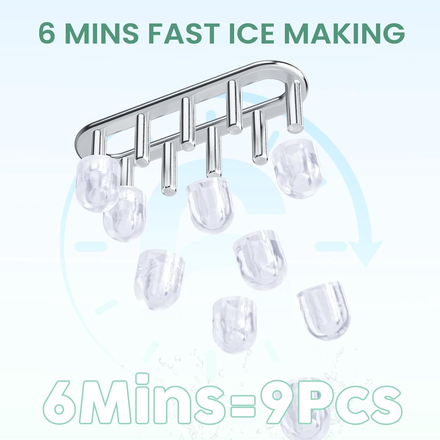 Portable Ice Maker Machine Countertop with Handle, 9 Bullet Ice Cubes in 6 Minutes, 26lbs Daily, Auto-Cleaning, Includes Basket and Scoop, for Home Kitchen RV Camping Light Pink