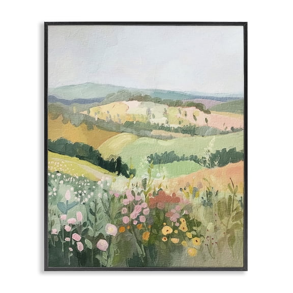 Stupell Industries Pastel Rolling Hills Scene Landscape & Nature Painting Black Framed Art Print Wall Art, 11 x 14