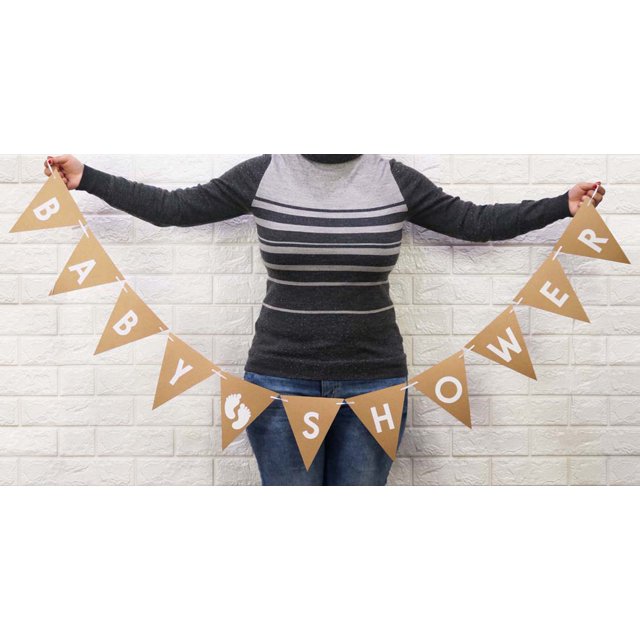 Inkdotpot Rustique Kraft? Fanion de Baby Shower? Fanion de Révélation de Genre Drapeau de Baby Gender Spectacle Fournitures de Fête Annonce de Grossesse