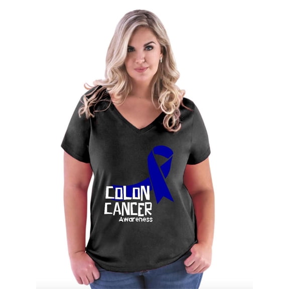 NIB - Women's Plus Size V-neck T-Shirt - Colon Cancer