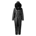 thumbnail image 3 of Plus Size Jumpsuit Women Solid Casual Thick Hot Snowboard Skisuit Outdoor Sports Zipper Cotton Padded Hooded Jumpsuit Ski Suit,Brown Women'S Nylon Jumpsuit L, 3 of 5