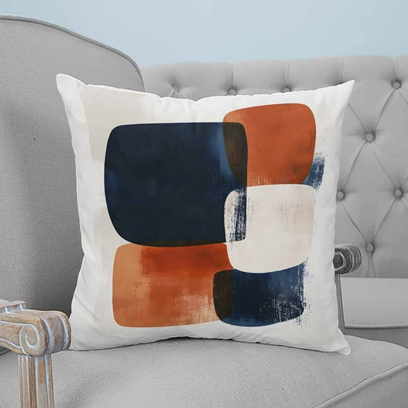 Navy Blue Brown Decorative Pillowcase 20''x20'', Geometric Modern Abstract Art Throw Pillow Covers Soft Cushion Case for Couch Sofa Bedroom Living Room, Pillowcase Boho Decor