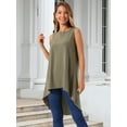 thumbnail image 3 of DARING DIVA Women's High Low Sleeveless Crewneck Asymmetrical Blouse L Dark Olive Green, 3 of 8