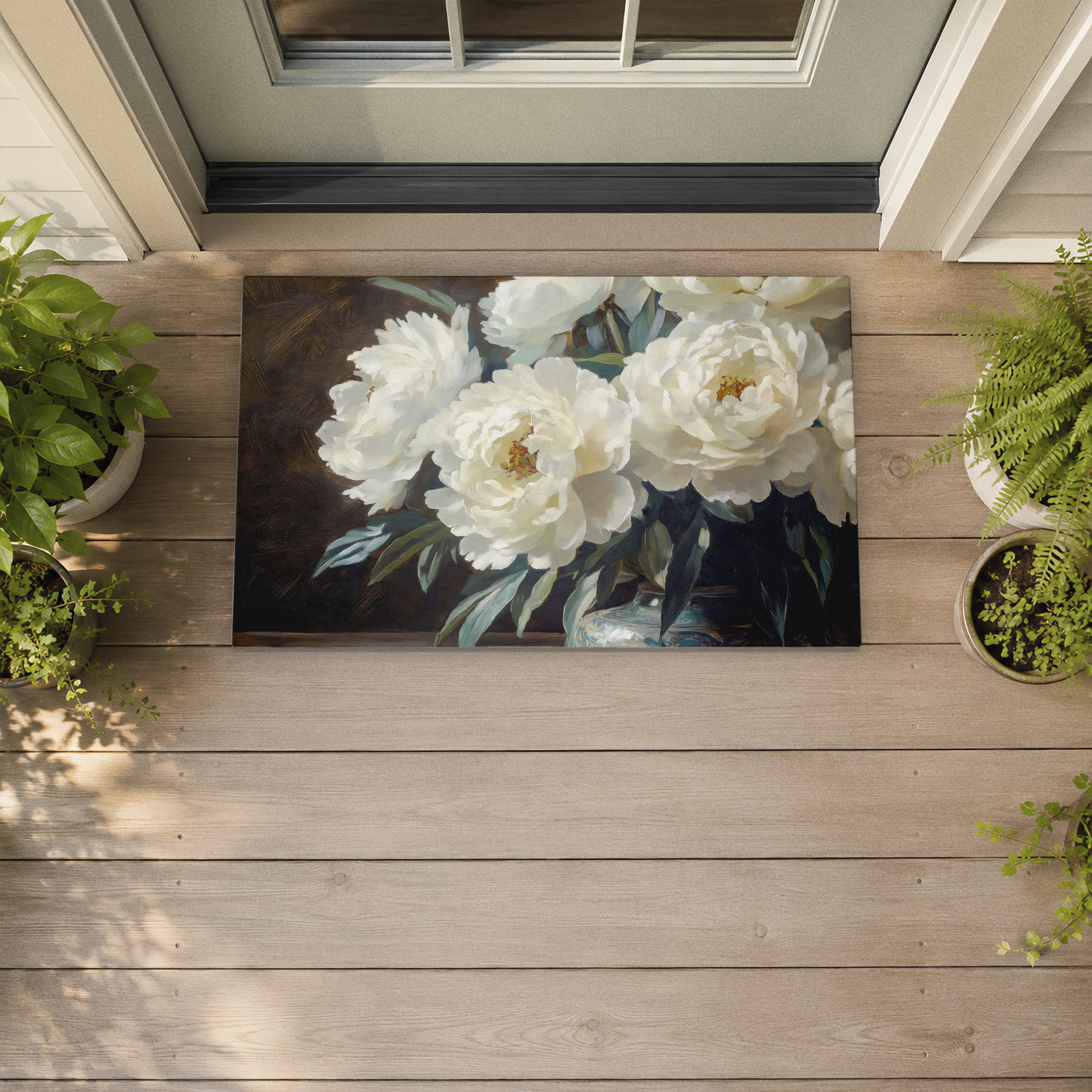 Stupell Industries Large Moody Floral Vase Printed Outdoor Door Floor Mat, design by Petals Prints Design