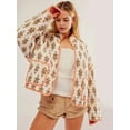thumbnail image 2 of Chaqueta Acolchada Corta con Estampado Floral Vintage para Mujer, Chaqueta Corta Abierta Al Frente, Ropa de Abrigo Naranja M, 2 of 3