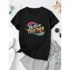 thumbnail image 3 of Women'S Casual Crew Neck T-Shirt with "Better Together" Alphabet Print, Polyester Knit Fabric, Medium Stretch, All-Season Short Sleeve Tee, Comfortable Summer Top, 3 of 8
