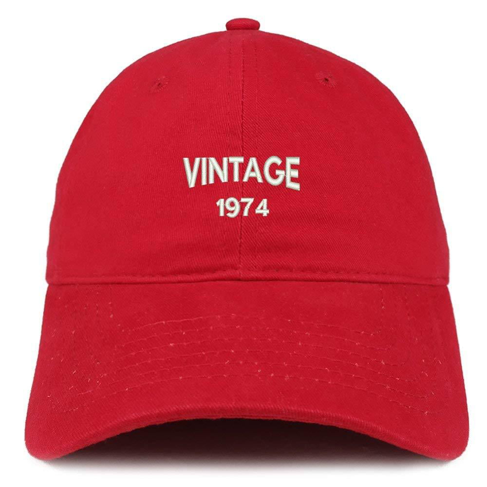 Trendy Apparel Shop Small Vintage 1974 Embroidered 47th Birthday Adjustable Cotton Cap 