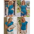 thumbnail image 4 of EKOUAER Women's Maternity Tops 3 Packs Flying Short Sleeve Side Ruched Tunic T-Shirt Pregnancy Clothes Lake Blue/Grey/Black, 4 of 6
