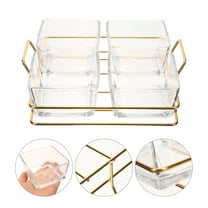 WEAVILUX Divided Appetizer Serving Tray Dried Fruit Tray Golden Glass 1 Set 7.5x7.5in