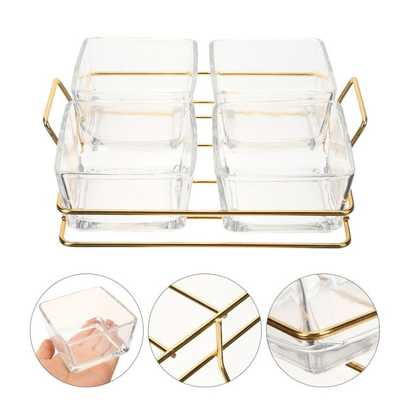 WEAVILUX Divided Appetizer Serving Tray Dried Fruit Tray Golden Glass 1 Set 7.5x7.5in