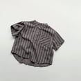 thumbnail image 2 of Children's Cotton T Shirts with Pocket Short Sleeve Button up Shirts for Kid Summer Striped Loose Casual Tee (3 Years, Gray), 2 of 3