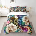 thumbnail image 2 of Cheetah Bed in a Bag Queen 7 Pieces,Colorful Leopard Print Flower Comforter Set Reversible African Safari Animals Design,Soft Breathable Bedding Sets with Comforter,Sheets,Pillowcases & Shams, 2 of 5
