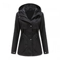 thumbnail image 5 of Mchoice Women's Solid Color Rain Waterproof with Removable Hoodies Casual Lightweight Windbreaker Outdoor Walking Coat, 5 of 7