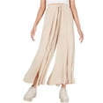 thumbnail image 2 of Cotton Candy Womens Tulip Hem Casual Wide Leg Pants, Beige, Small, 2 of 2
