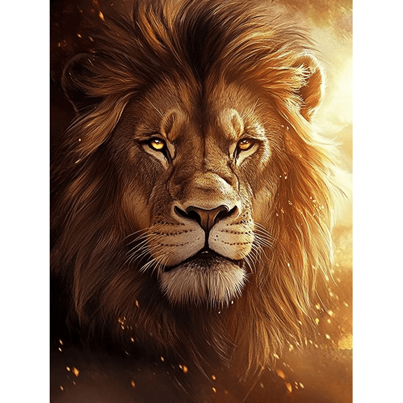 Majestic Lion Portrait Decorative Painting/Canvas Art， Suitable for Living Room， Bedroom， Office， Study， Dining Room， Hallway， and Entryway Decoration. Golden Mane Lion Head Artwork Print.