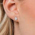 thumbnail image 3 of Gem Stone King 14K White Gold White Moissanite and Blue Tanzanite Stud Earrings for Women | 2.06 Cttw | Gemstone Birthstone | Pear Shape 8X5MM, 3 of 7