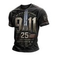 thumbnail image 2 of Xneal 911 25th Anniversary T-Shirt Short Sleeve Never Forget 911 Print Casual Black Shirts for Men Size S, 2 of 5