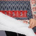 thumbnail image 3 of Oversized Wearable Blanket Hoodie,Red and Blue Christmas Knitted Pattern Sherpa Blanket Hoodie with Super Pockets,Super Warm Fuzzy Pullover for Women & Men, 3 of 6