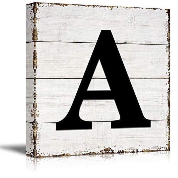 wall26 Canvas Wall Art English Letter Wood Background Home Wall Decorations for Bedroom Living Room Paintings Canvas Prints Framed - 12x12 inches
