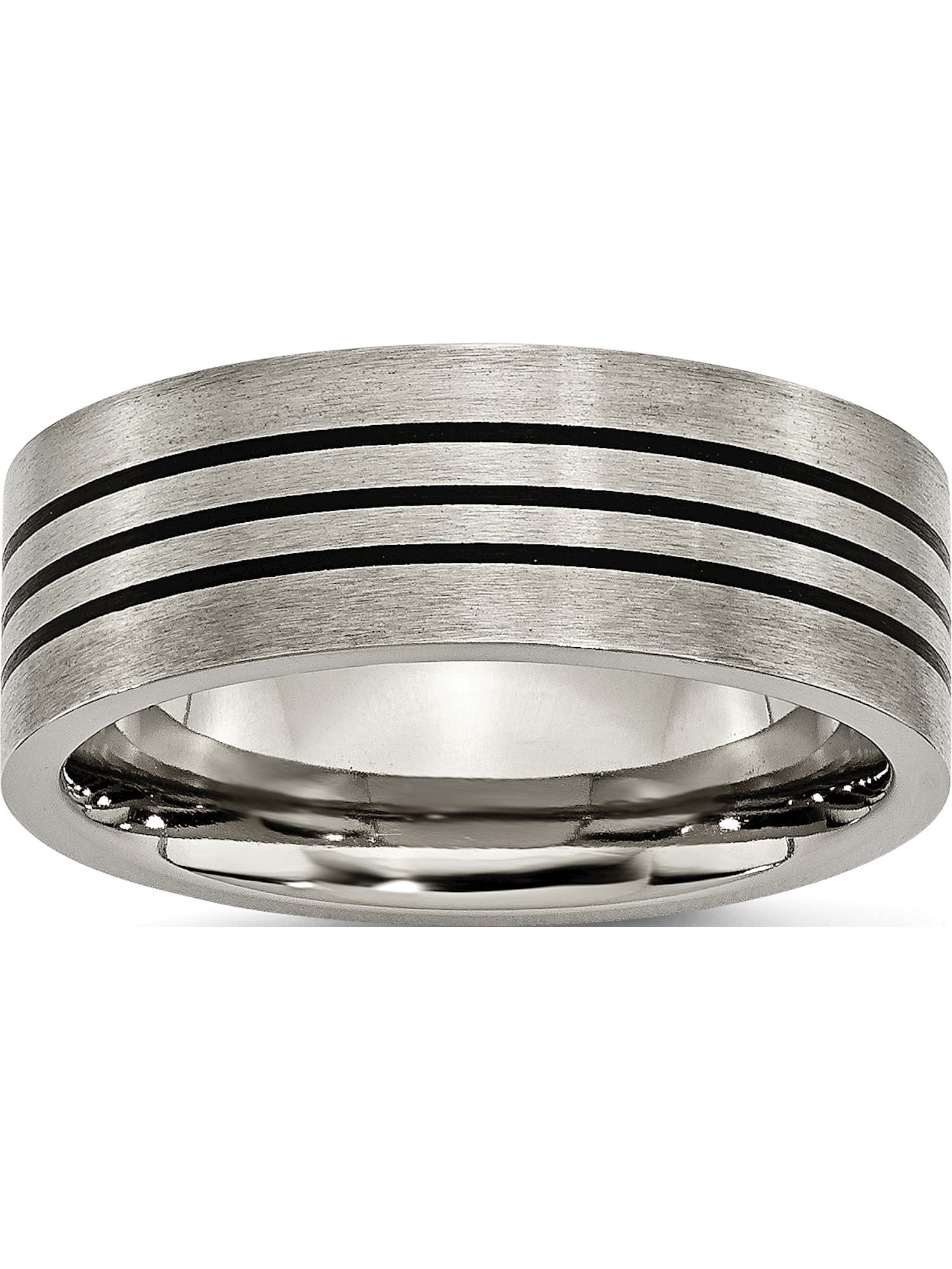Box Titanium 8mm Satin And Polished Checkered Band
