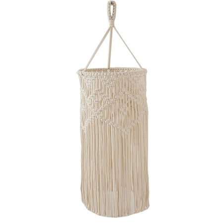 

Boho Macrame Lamp Shade Cotton Rope Modern Ceiling Pendant Woven with Long Tassel Hanging Handmade Chic for Nursery Dorm Room Bedroom Coffee