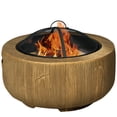 thumbnail image 1 of Outsunny Fire Pit with Spark Screen and Poker, 24" Wood-burning Bowl, Brown, 1 of 10