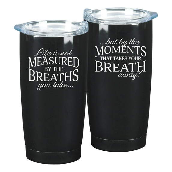 That Takes Your Breath Away Black 10 x 3 x 3 Stainless Steel 20 Ounce Travel Mug With Lid