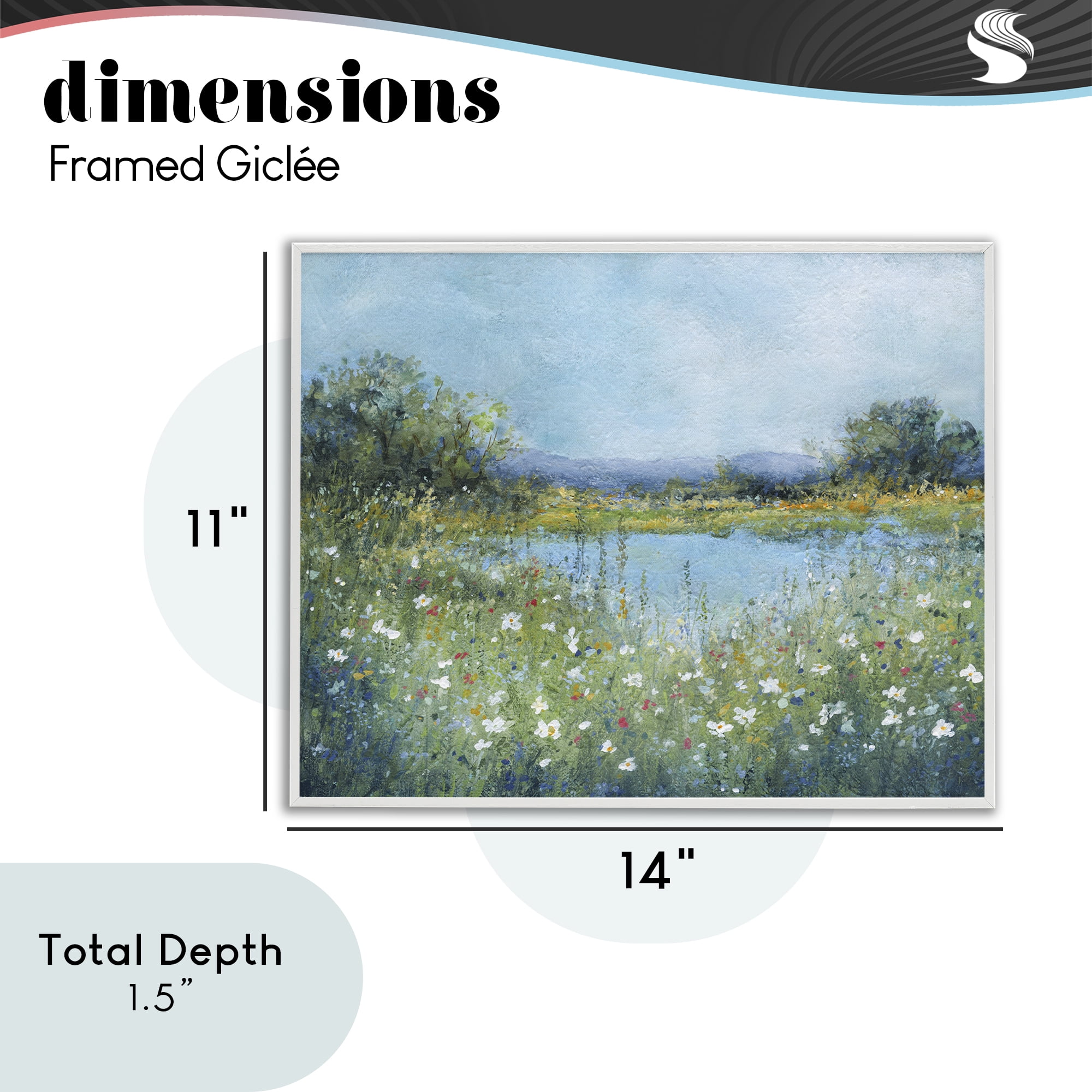 Stupell Industries Impressionist Meadow Surrounding Pond White Framed Giclee Art, design by Carol Robinson