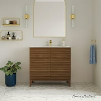 Cascade 30" Freestanding Bathroom Vanity in Brown Oak with Sink Top