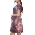thumbnail image 2 of Easygdp Pink Lotus Buddha para Vestido Transpirable de Mujer, Vestido Suelto de Manga Corta con Pliegues y Bolsillos para el Verano, 2 of 6