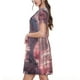 thumbnail image 2 of Balery Pink Lotus Buddha Vestidos sueltos de manga corta para mujer, vestidos de verano 2025, vestidos casuales de corte A con vuelo., 2 of 6