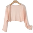 thumbnail image 2 of AGWOLF Women's Short Cardigan Bolero Shrug Sheer Tie Front Top Sun Protection Long Sleeve Jacket for Dress Pink Free Size, 2 of 6