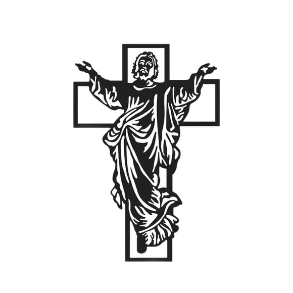 DimyFew Metal Wall Art Sculpture Crafts Decoration DIY Housewarming Modern Iron Cross Wall Decor Silhouette for Bedroom Prayer Office