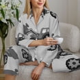 thumbnail image 4 of Wukai Gray Tractor Print Women's Pajama Set - Soft Long Sleeve Sleepwear for Comfort and Style-Large, 4 of 9