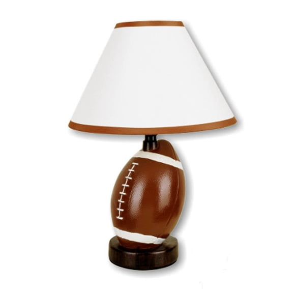13.5" Tall Ceramic Table Lamp, Football Shaped, Linen Shade