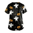 thumbnail image 3 of Hauts d'Été Grande Taille pour Femmes Mode Élégante Manches Courtes Col en V Uniformes de Travail Blouse à Poche Imprimée T-Shirt Col en V Femmes en Liquidation, 3 of 4