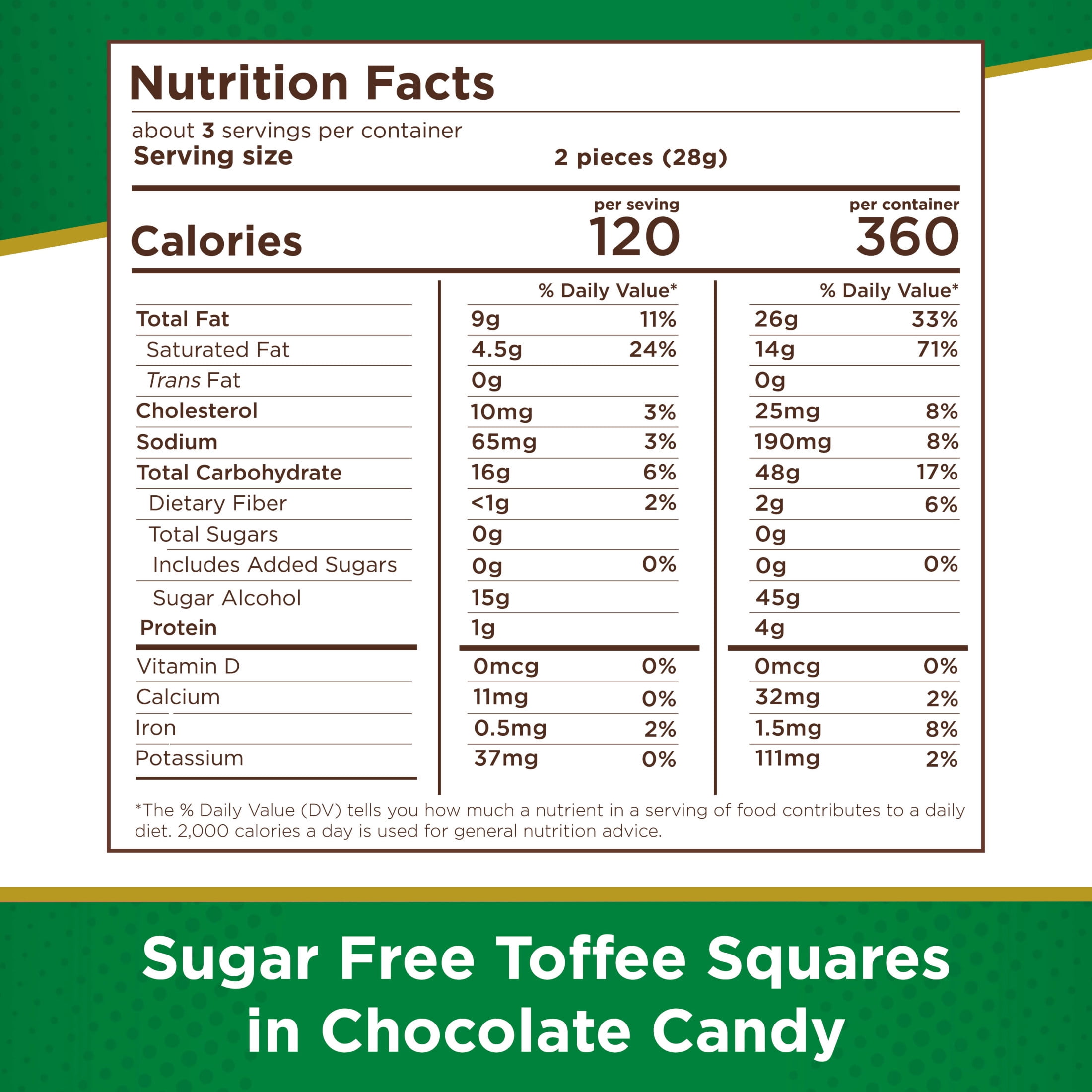 RUSSELL STOVER Sugar Free Toffee Squares in Chocolate Candy, 3 oz. bag (≈ 6 pieces)