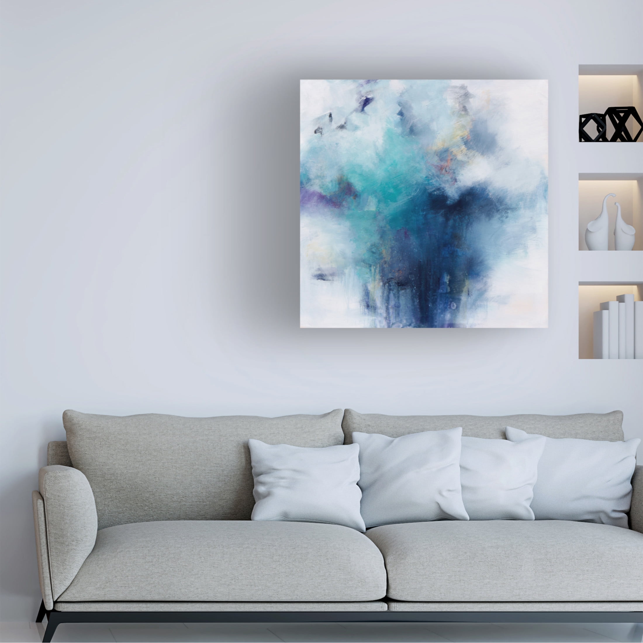 Canvas Wall Art - Karen Hale 'Blue Fusion 2' Wall Art for Living Room, Bedroom, or Office Décor by Trademark Fine Art - 14 x 14 Inches
