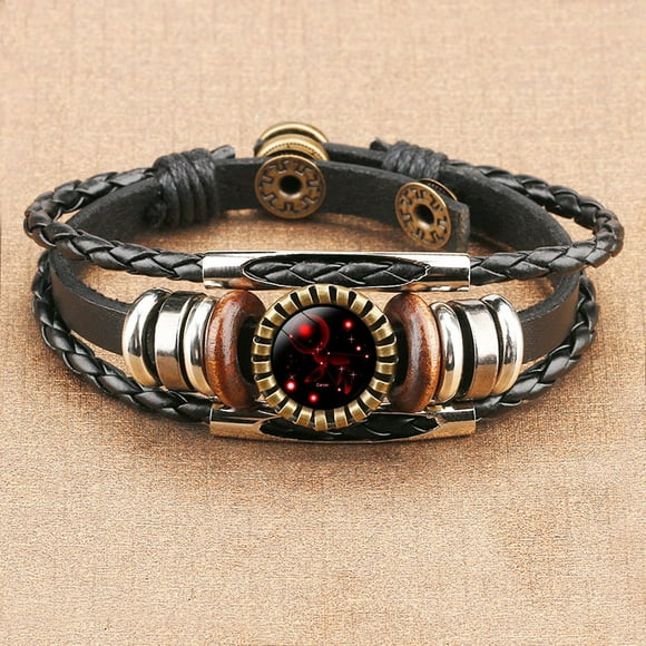 Clearance! 12 Constellation Bracelet Leather Rope Bracelet Ladies Men Hand Woven Rope Bracelet Punk Chain Cuffs Deal of The Day Sale Items Today29 Clearance Sales Deals #33
