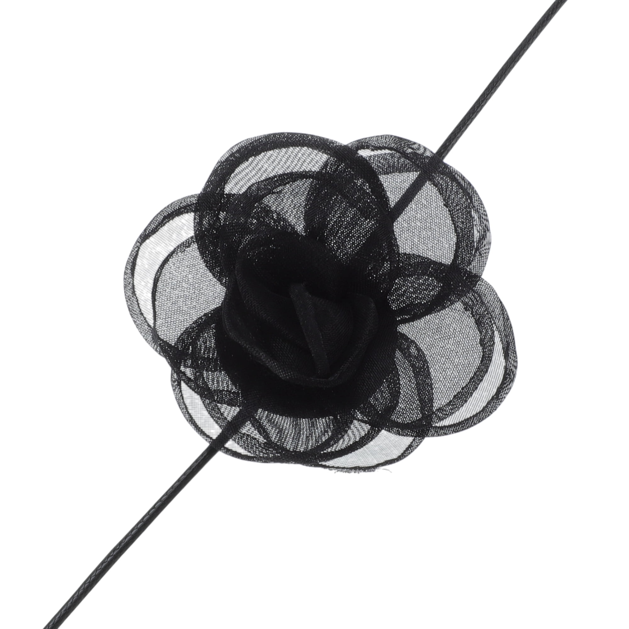 Unique Bargains Rose Choker Necklace Black