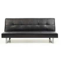 Passion Furniture Chroma 70 in. W Armless Faux Leather Straight Sofa in Black
