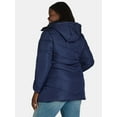 thumbnail image 3 of Big Chill Women's and Women's Plus Chevron Quilted Puffer Jacket with Hood, Sizes S-3X, 3 of 8