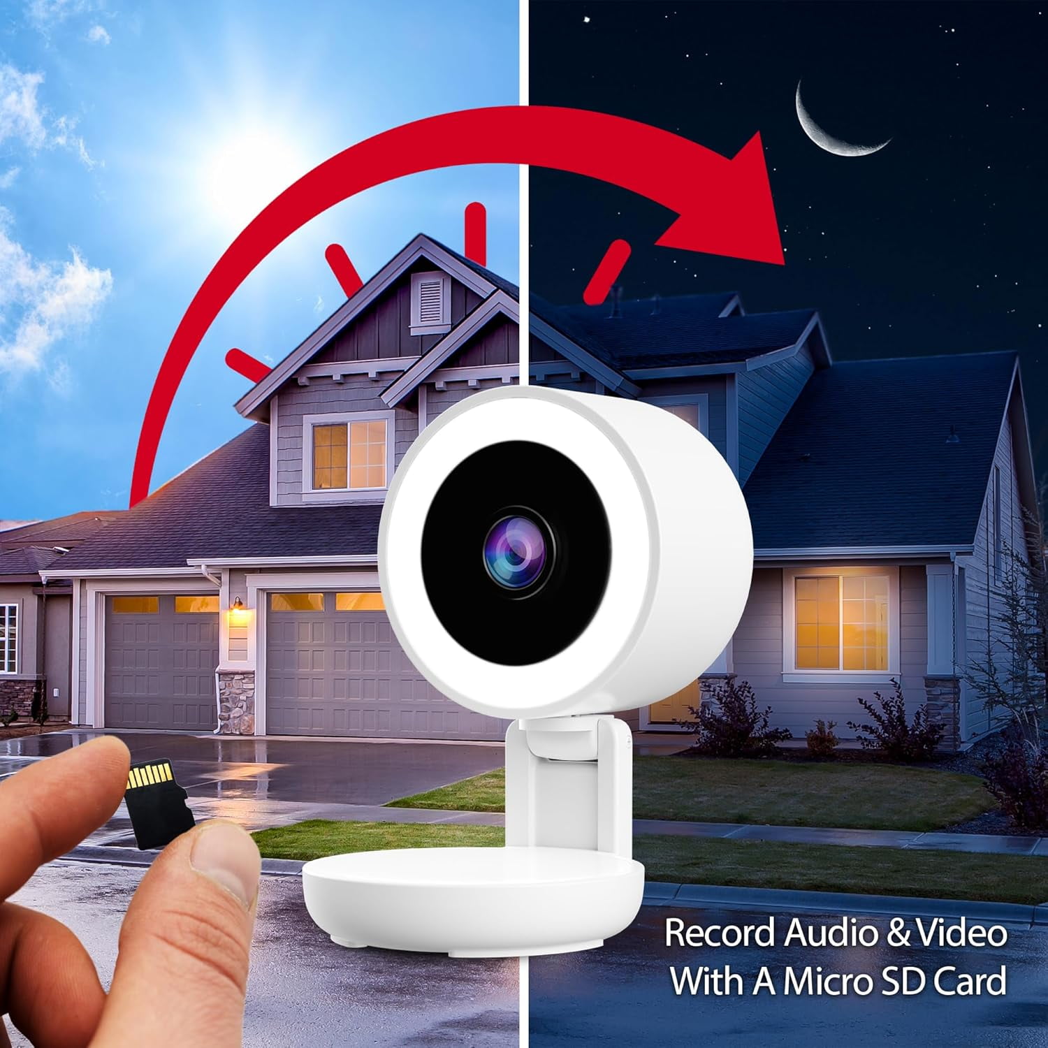 Energizer Smart 2K Wired Indoor Camera with Light for Night Vision, Foldable for Privacy, Remote Access, 130° Wide Angle, Recording, Instant Motion Alerts, Two-Way Audio, Hub-Free Wi-Fi (White