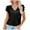 Black, variant on HBYJLZYG Shirts For Women, Short Sleeve Causal V-Neck T-Shirt Solid Ruffle Sleeve Blouse Summer Y2K Clothing 2024
